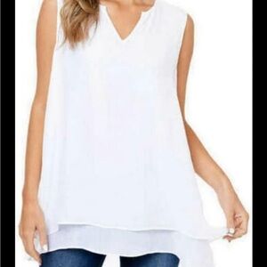 White Asymmetrical Sleeveless Blouse